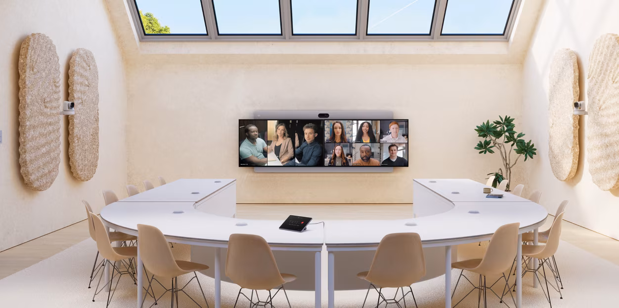 Webex Workspace Designer tool showing a room configuration blueprint.